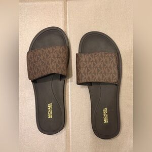 Michael Kors Dark Brown Logo Slides